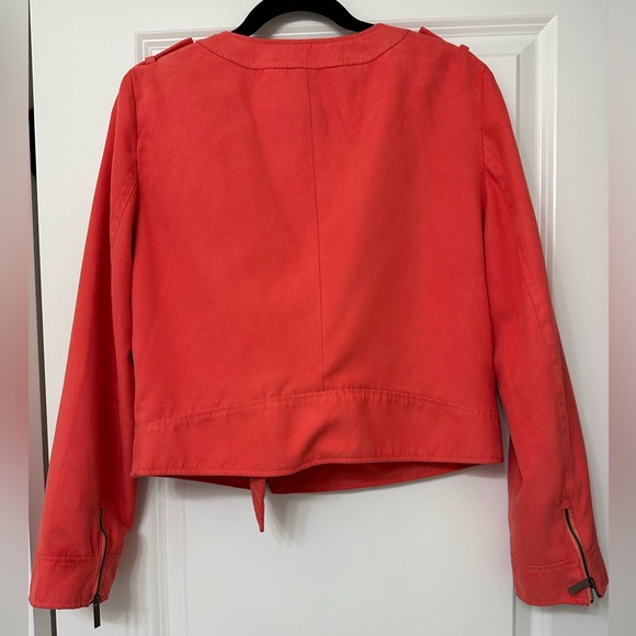 Kenneth Cole New York orange zip up asymmetrical jacket Sz M stylish casual #162 - Picture 3 of 6